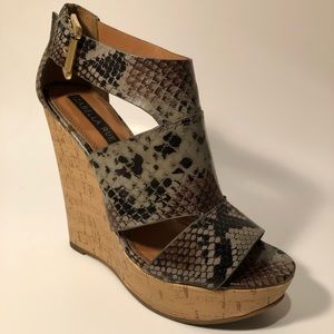 Izabella Rue Menka Snake Print Wedges